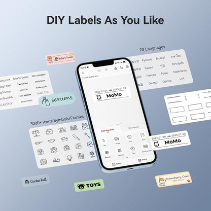 NIIMBOT D110 Mini Label Maker Machine with Tape(Pre-Cut Size 12x40mm), Portable Bluetooth Sticker Printer, Inkless Automatic Feeding One-Touch Custom Printing, Compatible with Phone Only