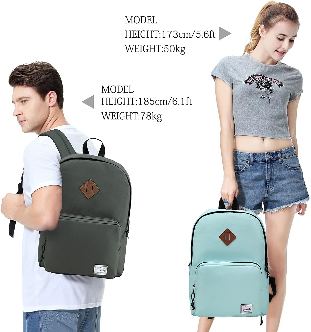 VASCHY Lightweight School Backpack for Women with Sleeve for 14" Laptop