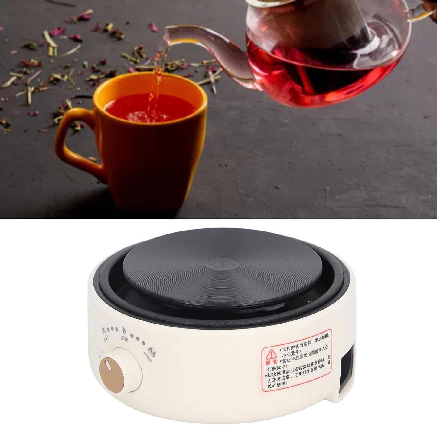 Electric Mini Stove Portable 4 Hot Plate 500W 110V Electric Ceramic Stove for Boiling Water, Making Tea and Coffee (Black)