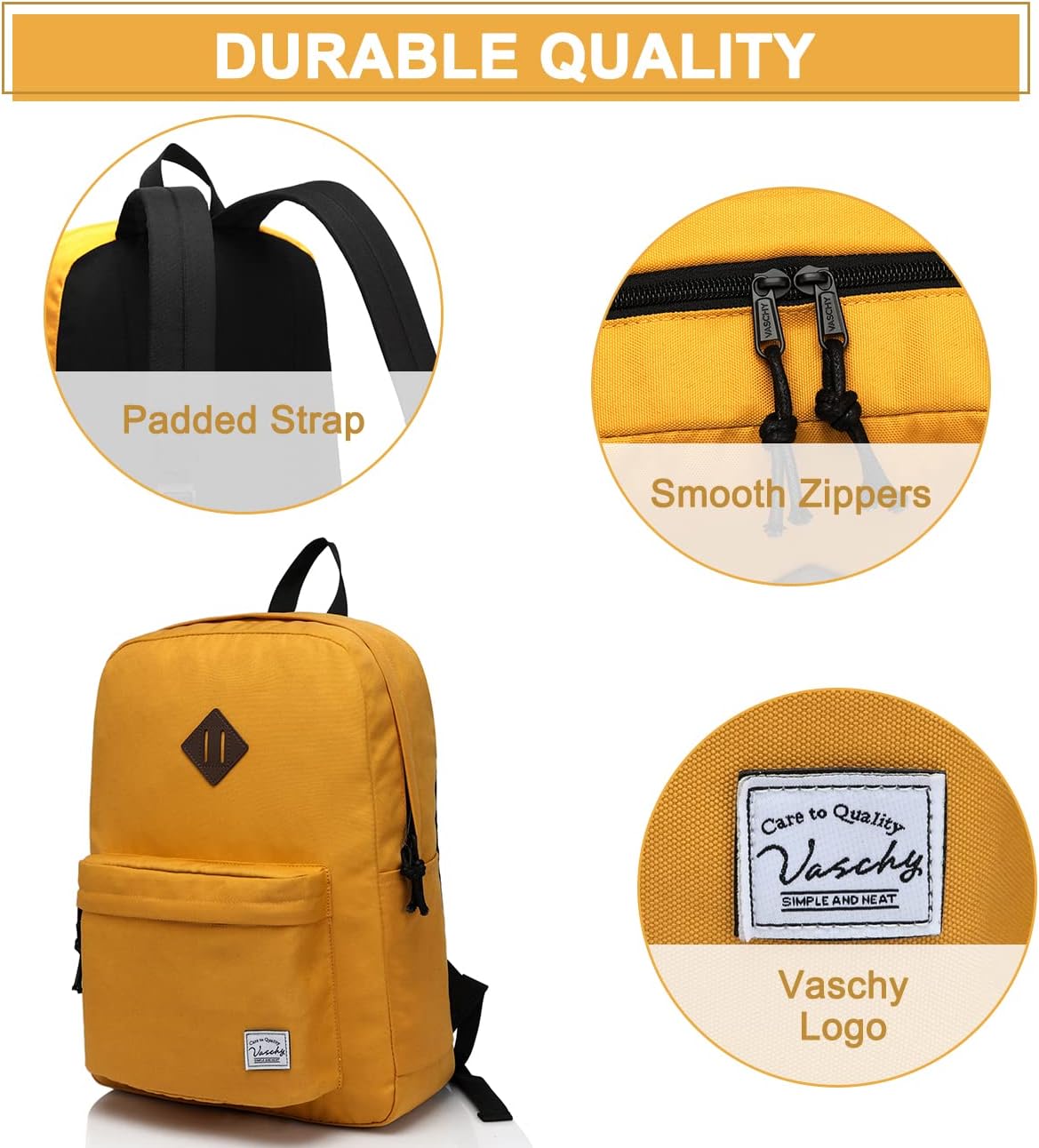 School Backpack for Kids, VASCHY Lightweight Water Resistant Casual Schoolbag Daypack for Men Women Teen Boys Girl Bookbag