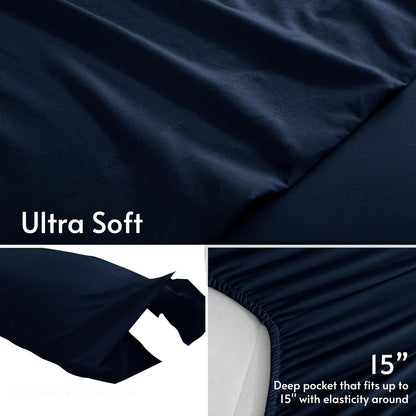 JOLLYVOGUE Queen Size Bed Sheet Set - 4 Piece Bed Sheets Set with Deep Pocket - Soft Breathable & Cooling - Resists Shrinkage & Fading Draps Queen - Easy Care (Dark Grey)