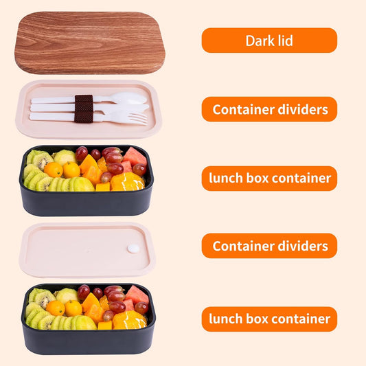 Bento Box Adult Lunch Box with Lunch Bag,Japanese Lunch Box Containers for Adult,Bento Lunch Box with Leakproof 54OZ Black (Black) - PuriLite