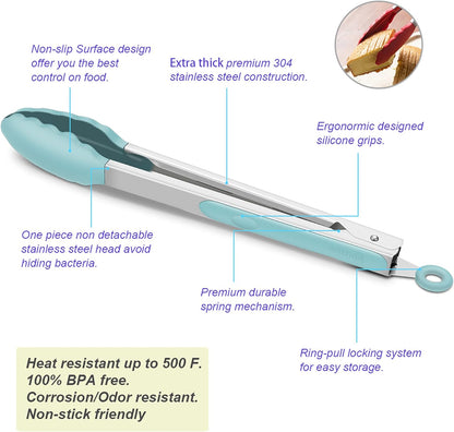 Purilite Select Silicone &amp; Stainless Steel Kitchen Tongs