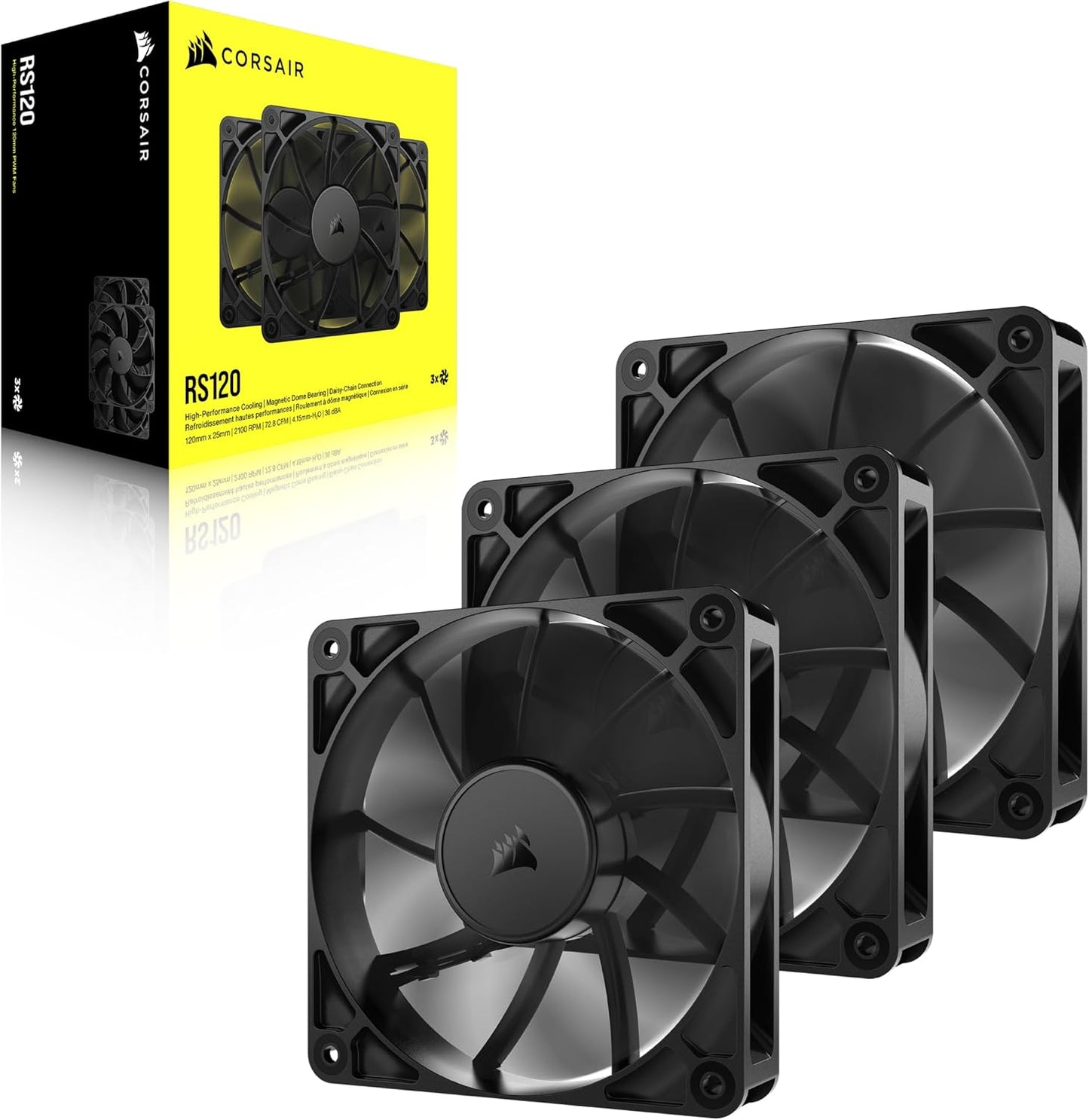 CORSAIR RS120 ARGB 120mm PWM Fan – Daisy-Chain Connection – Low-Noise – Magnetic Dome Bearing – Single Pack – White