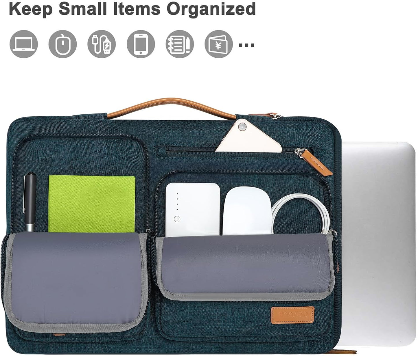 MOSISO 360 Protective Laptop Sleeve Compatible with MacBook Air/Pro, 13-13.3 inch Notebook, Compatible with MacBook Pro 14 inch M3 M2 M1, Side Open Bag with 4 Zipper Pockets&Handle, Black - PuriLite