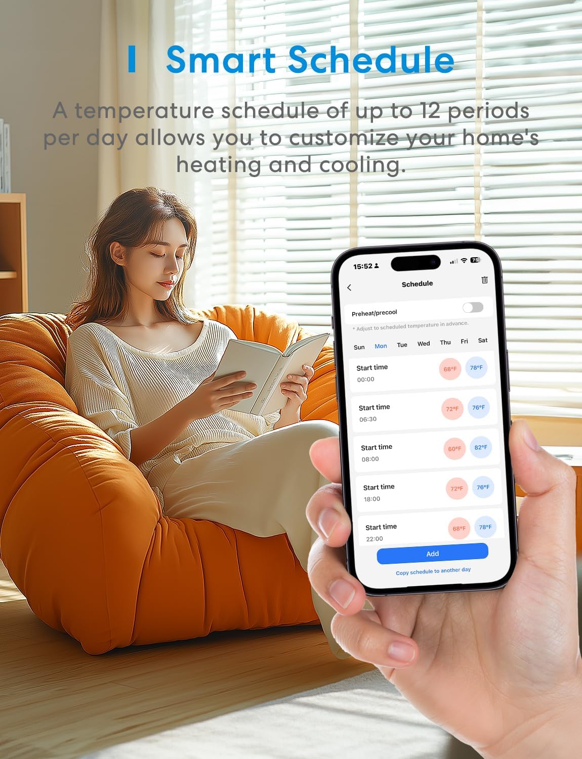 meross Smart Thermostat for Home, WiFi Thermostat Works with Matter, Alexa, Apple Home, Google Assistant, App Voice Control, 7x24h Scheduling, Energy Saving, C-Wire Required
