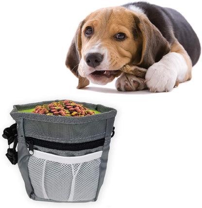 Pets First Dog Treat Training Pouch - Treat Bag for Kibble, Food, Toys, Accessories with Built-in Poop Bag Dispenser - Holder for Small, Medium & Large Dogs & Puppies with Multiple Ways to Wear