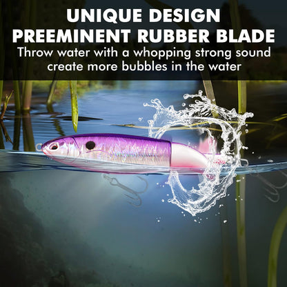 TRUSCEND PoPobait with BKK Hooks, Top Water Plopper Fishing Lures for Bass Walleye Pike Catfish Musky Perch, Floating Lure for Freshwater or Saltwater, Amazing Teasers Fishing Gifts for Family Fishing