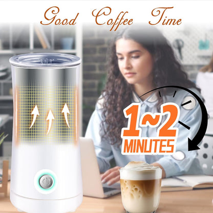 Seydere Simple Milk Frother, 2 in 1 Milk Steamer and Frother, Electric Milk Steamer, Milk Warmer and Hot Milk Foam Maker for Latter, Macchiato, Cappuccinos (White)