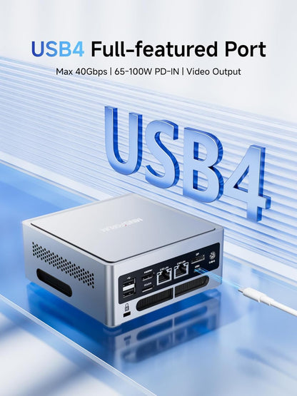 MINISFORUM NAB8 Plus Mini PC, Intel Core i7-12800H (14C/20T, up to 4.8GHz), 32GB DDR4 1TB M.2 SSD, HDMI/DP /USB4,2.5 Inch HDD/SSD Slot,USB-A x 4,2x2.5G LAN/Wi-Fi6E / BT5.3,Oculink Support