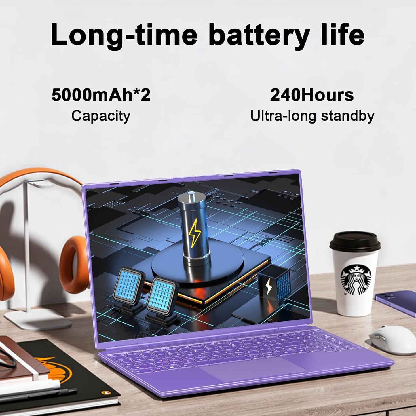 NOTODD Laptop 16" 12GB LPDDR4 512GB SSD Celeron N5095 Up to 2.9Ghz Quad-Core Win 11 PC 1920*1200 2K Screen Dual WIFI Support 2.5" HDD 1TB SSD Expand with Cooling Fan Numeric Keypad for Business-Blue