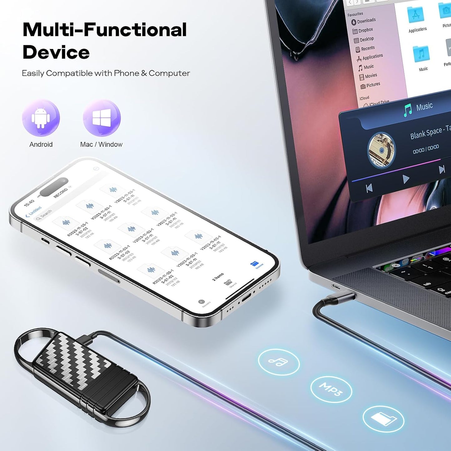 Xelarvex Voice Activated Recorder - 64GB Digital Voice Recorder AI-Intelligent Noise Reduction, 4800 Hours Recording Device, Audio Recorder for Lectures/Meetings/Interviews
