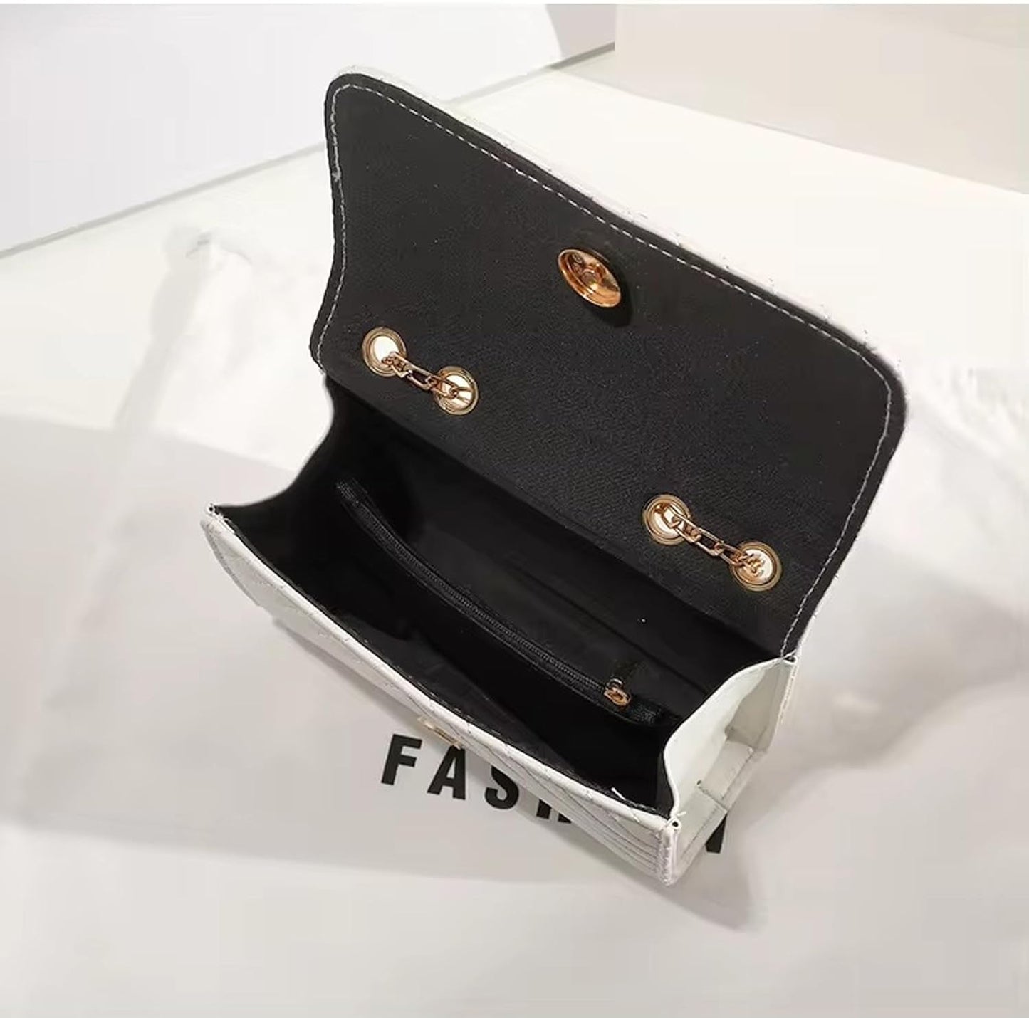 Purilite Select | Leather Clutch Crossbody Purse | V-Shape Evening Bag for Women | Chain Strap PU Leather Shoulder Bag