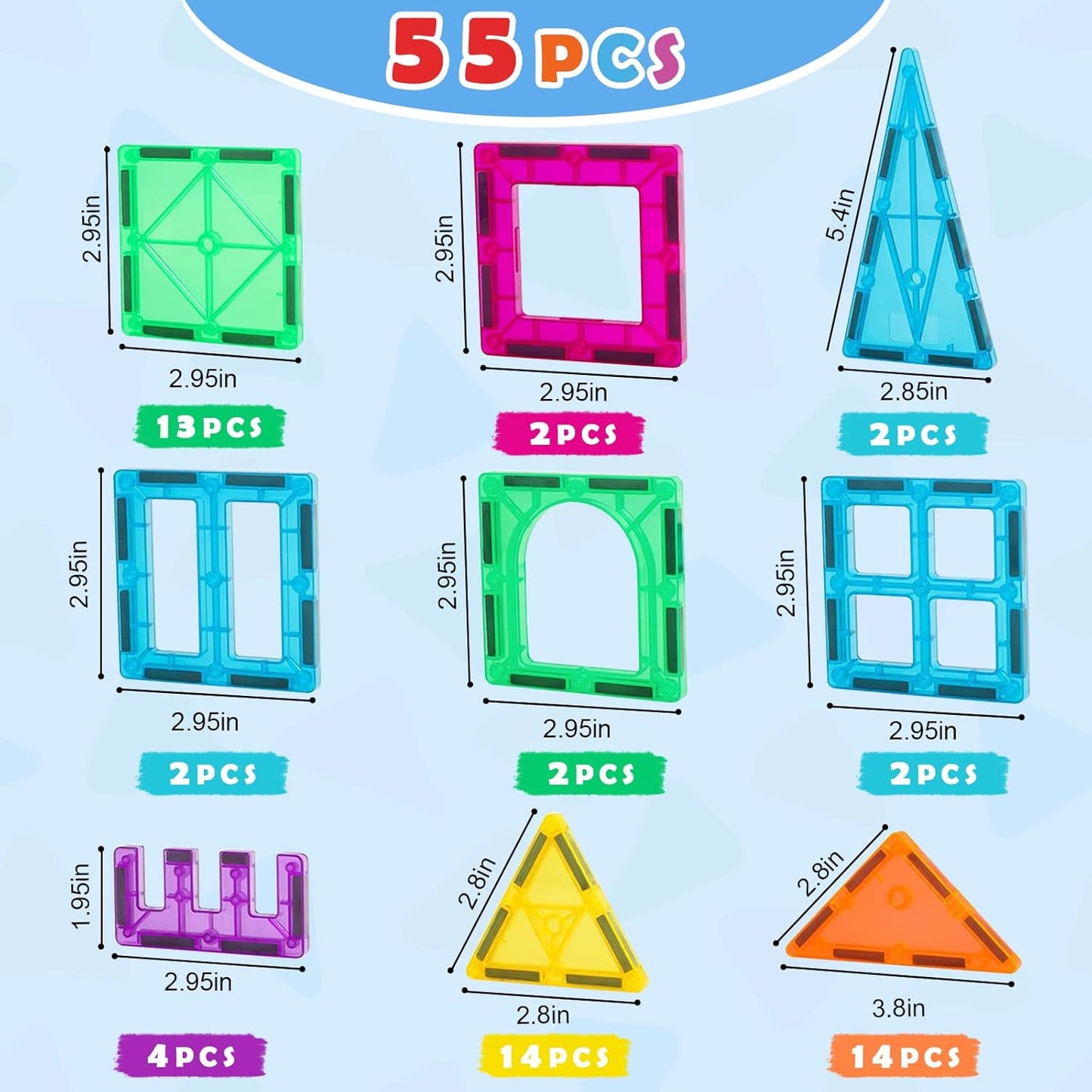 Gemmicc Magnetic Tiles, Deluxe 136 PCS Building Blocks Magnet Toys for Kids,3D Magnet Puzzles Stacking Blocks for Boys Girls,Huge Set with 2 Cars
