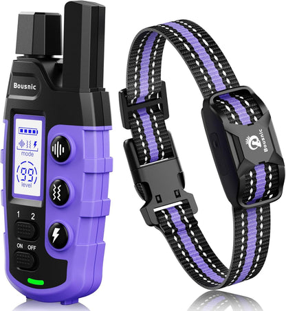 Bousnic Dog Shock Collar - 3300Ft Dog Training Collar with Remote for 5-120lbs Small Medium Large Dogs Rechargeable Waterproof e Collar with Beep (1-8), Vibration(1-16), Safe Shock(1-99) Modes (Blue)