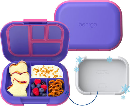 Bentgo Chill Kids Leak-Proof Lunch Box - 4-Compartment Bento Box with Built-In Ice Pack, 3.3 Cup Capacity, PFAS & BPA-Free, Microwave & Dishwasher Safe, Ideal Size for Ages 3 to 7 (Aqua)