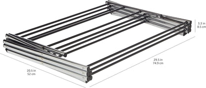 Foldable Portable Laundry Drying Rack for Indoor Air Drying Clothing, 29.4 x 14.8 x 41.9 inches (LxWxH), Chrome Silver