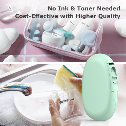 SUPVAN E10 Mini Bluetooth Label Maker Machine with Tape, Continuous Waterproof Label, Versatile App with 40+ Fonts and 600+ Icons, Inkless Labeler for Home, Kitchen, School, Office Organization, Green