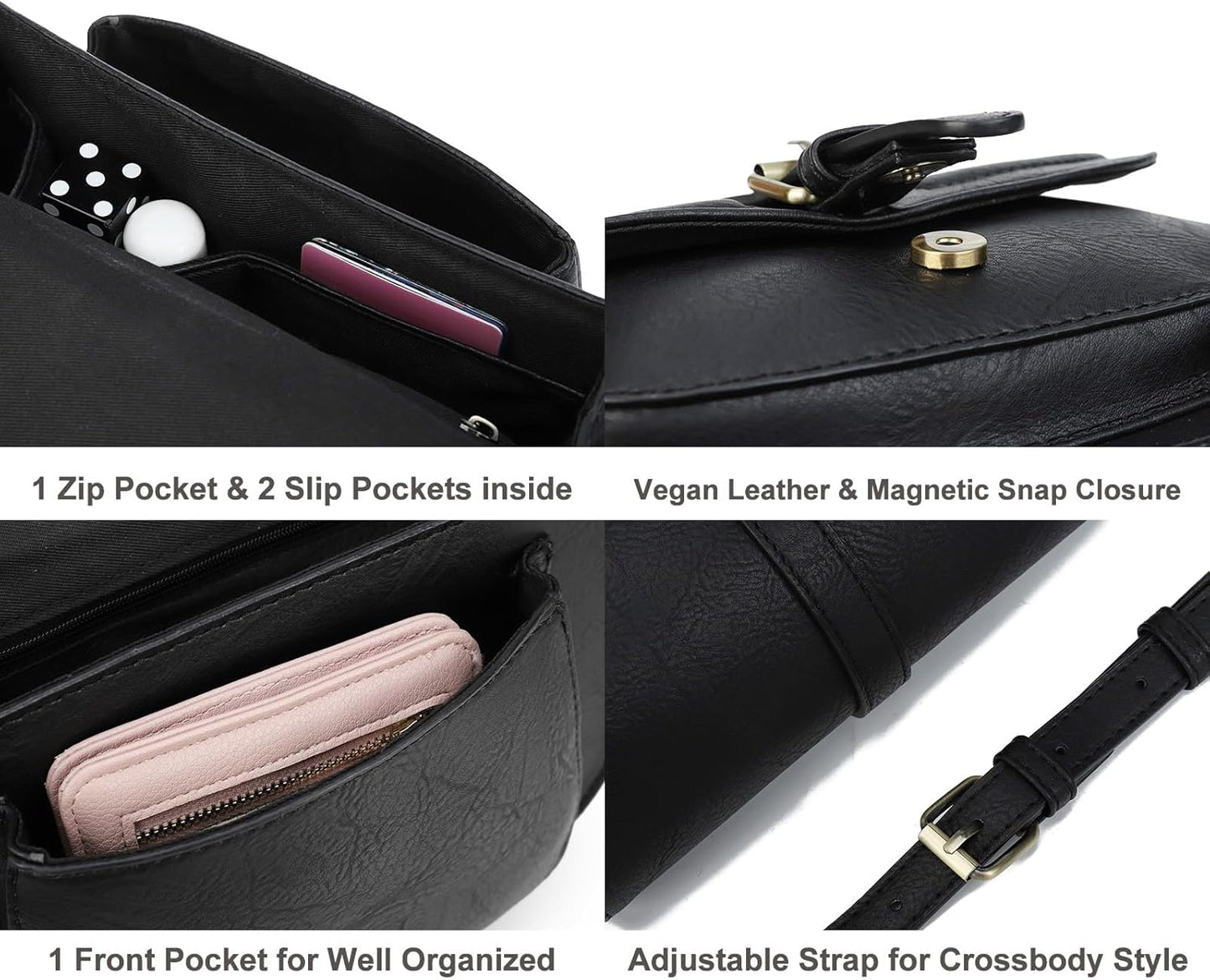 Crossbody Bags for Women Small Over the Shoulder Saddle Purses and Boho Cross body Handbags,Vegan Leather