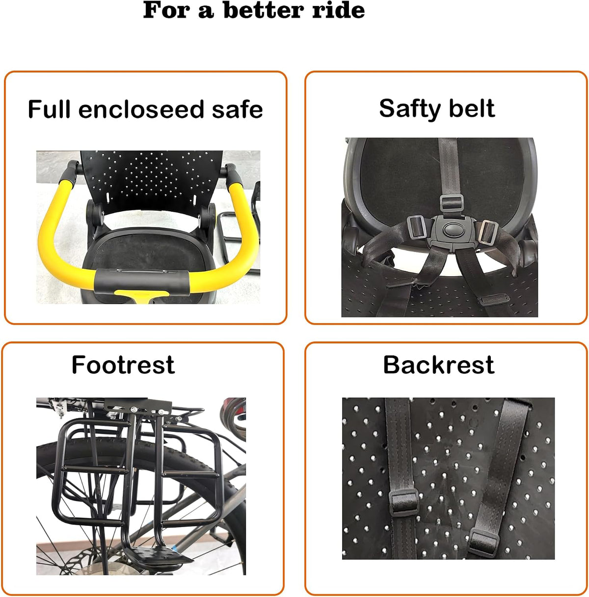 Rear Mount Bike Kids Seat for Adult Bike,Safe Rear Mount Child Bike Seat Fits All Bicycle Rear Frames, for 2-5 Years Old, 60lbs