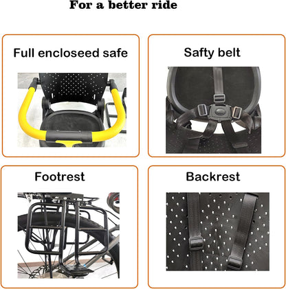 Rear Mount Bike Kids Seat for Adult Bike,Safe Rear Mount Child Bike Seat Fits All Bicycle Rear Frames, for 2-5 Years Old, 60lbs