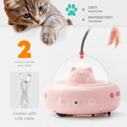 Li & Zhao Cat Laser Toy Automatic - Laser Cat Toys for Indoor Cats 2 in 1 Cat Laser Pointer Toy Interactive Cat Toy Electronic Cat Toy Rechargeable Moving Feather Cat Wand for Bored Cats Kittens