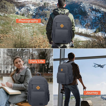 KEOFID classic carry-on travel backpack for men and women, Anti theft laptop backpack with USB charging port, large backpack for college(dark black）