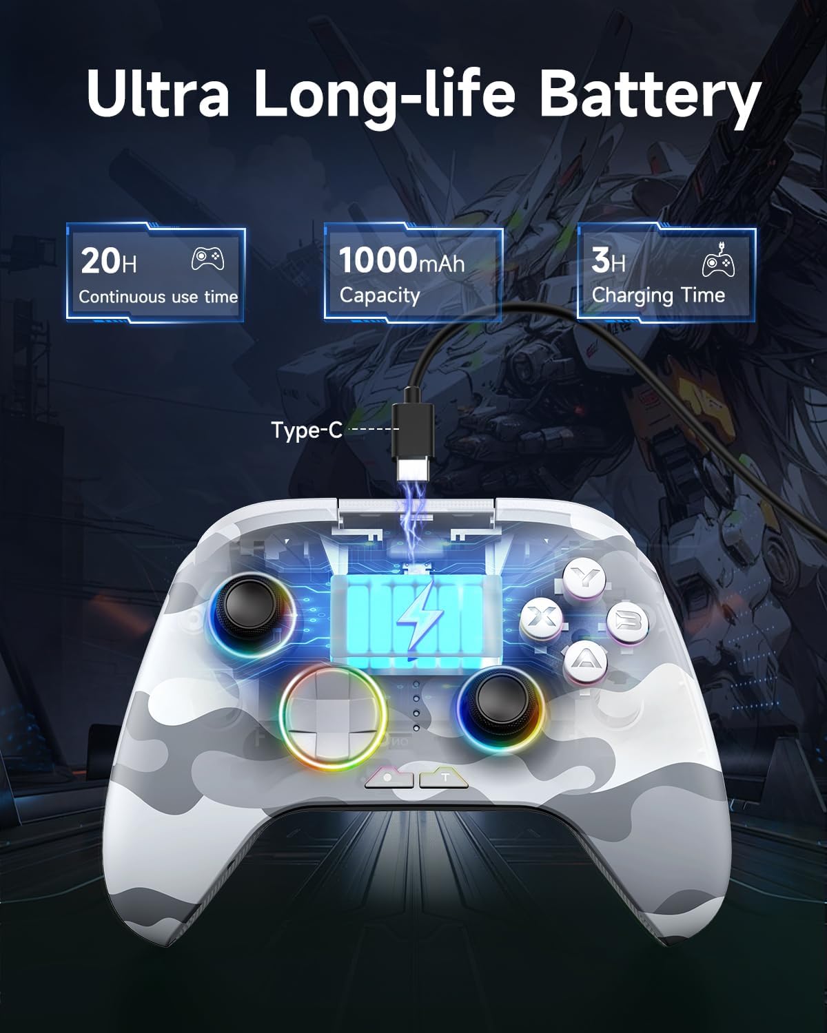 EasySMX X15 PC Controller - Enhanced Wireless Bluetooth Controller with Hall Joysticks/Hall Triggers/RGB Lighting - No Stick Drift, No Dead Zone - Work for Windows PC, Android, Steam and Switch