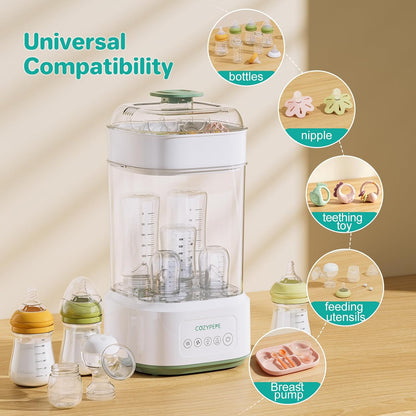 Electric Steam Baby Bottle Sterilizer and Dryer Compact Countertop