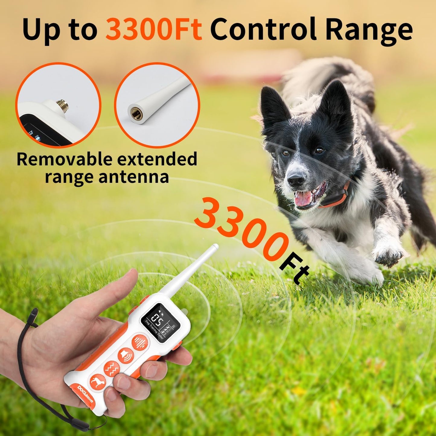 DOGLinsen No Shock Dog Training Collar with Remote 3300ft Range, Vibrating Dog Collar, Vibration Collar for Small Medium Large Dogs, 9 Style Tones and Vibration Collar