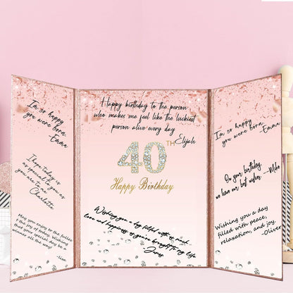 Crenics Rose Gold 70th Birthday Decorations, Creative 70th Birthday Guest Sign in Book Alternative, Large 70th Birthday Signature Book 12" x 18", Great 70 Years Old Birthday Gifts for Women - PuriLite