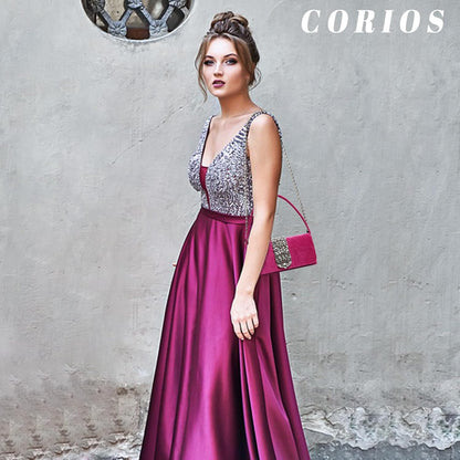 CORIOS Evening Bag for Women Rhinestone Clutch Bag Sparkly Crystal Handbag Bridal Wedding Purse Glitter Shoulder Bag