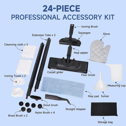 Steam Cleaner with 24 Accessories, 5-Bar Steamer Cleaning 1.5L Tank