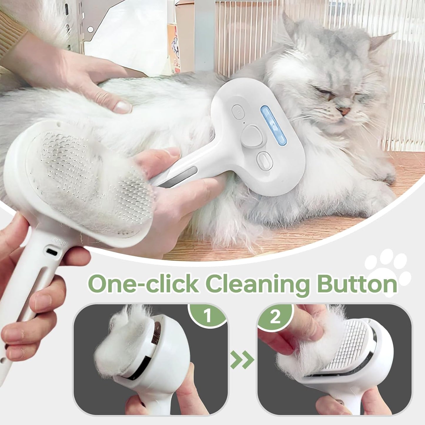 Caseeto Cat Brush for Shedding, 3 In 1 Cat Steam Brush Pet Brush for Shedding Pet Hair Cleaning Brush Comb Steamy Cat Brush Easily Removes Mats, Tangles, and Loose Fur