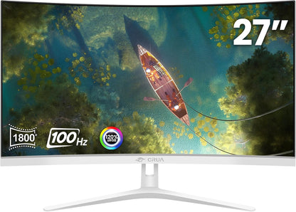 CRUA 34 Inch Curved Gaming Monitor 144HZ, White 21:9 Ultra Wide PC Monitor 1500R WQHD 3440X1440P 120% sRGB Computer Display/VA Panel/PIP& PBP/HDMI2.0 & DP1.4/Tilt Adjustment/Wall Mountable