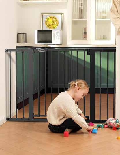 Babelio Metal Baby Gate, 29-48'' Auto Close Easy Install Pet Gate, Extra Wide Walk Thru Child Safety Gate, Pressure Mounted Dog Gate for Doorways & Stairs, with Y Spindle Rods