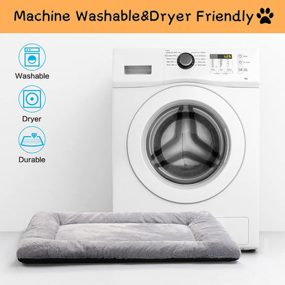 VERZEY Medium/Large Dog Bed Mat Crate Pad, 36" Metal Crates Fit, Ultra-Soft, Machine Washable & Anti-Slip Kennel Mat, Cozy Sleeping Mat for Medium/Large Dogs, Gray, 36L x 23W x 1H Inches