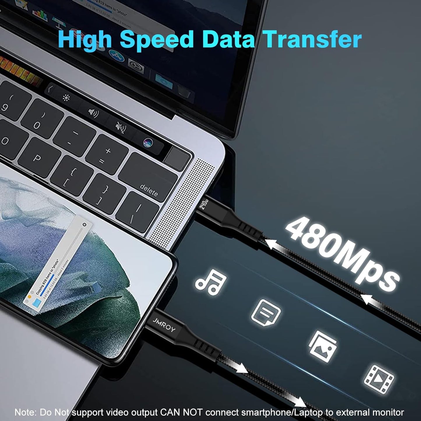 USB C to USB C Charger Cable 240W [2Pack 6FT] Type C Cable Fast Charge for MacBook, iPhone 15/Pro/Plus/Max, MacBook Pro/Air, Samsung Galaxy S23, Google Pixel