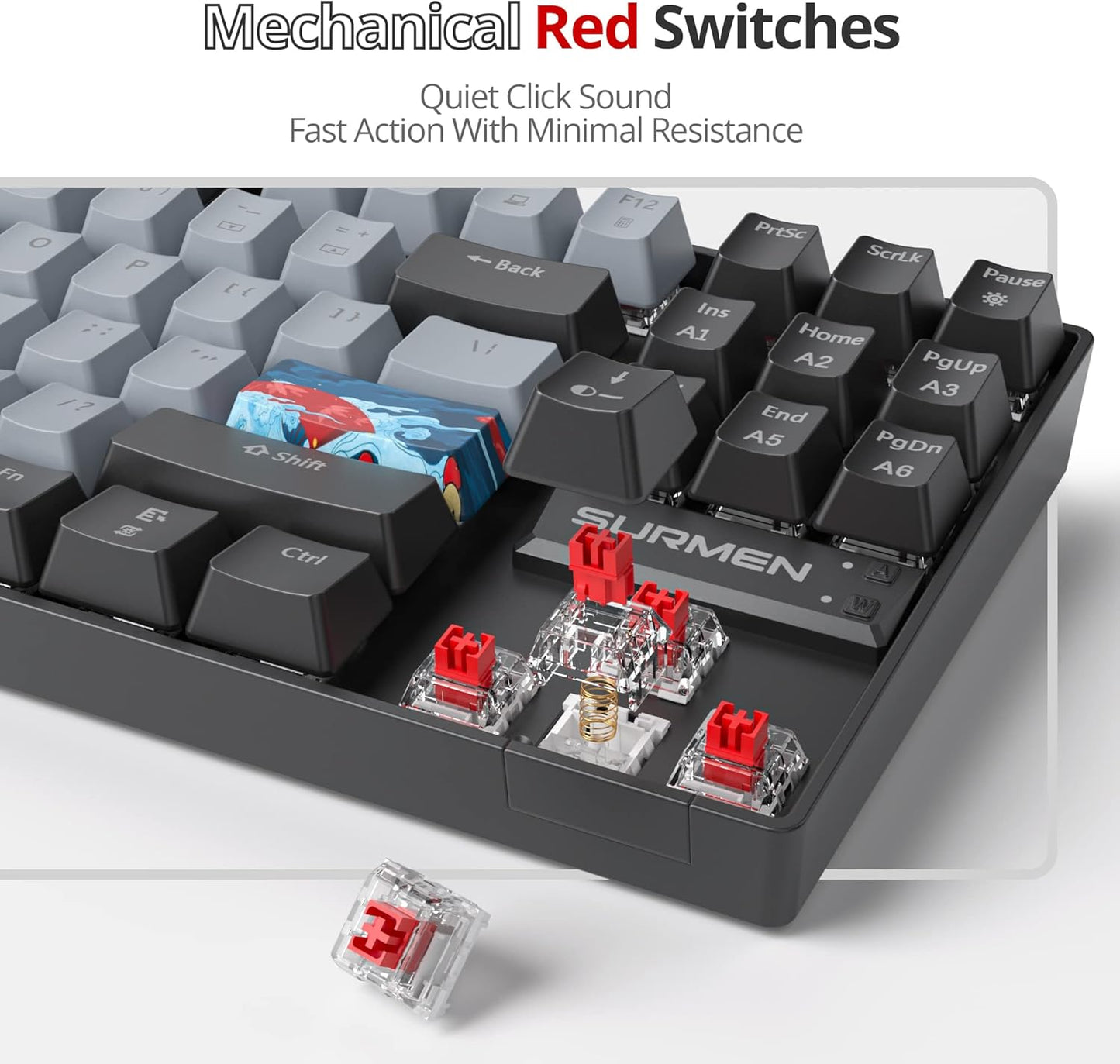 Owpkeenthy Full Size Green Mechanical Gaming Keyboard with Number Pad, Wired 100% Office NKRO Keyboard RGB Backlit 104 Keys with Red Switch for PC Gamer (104 Matcha)