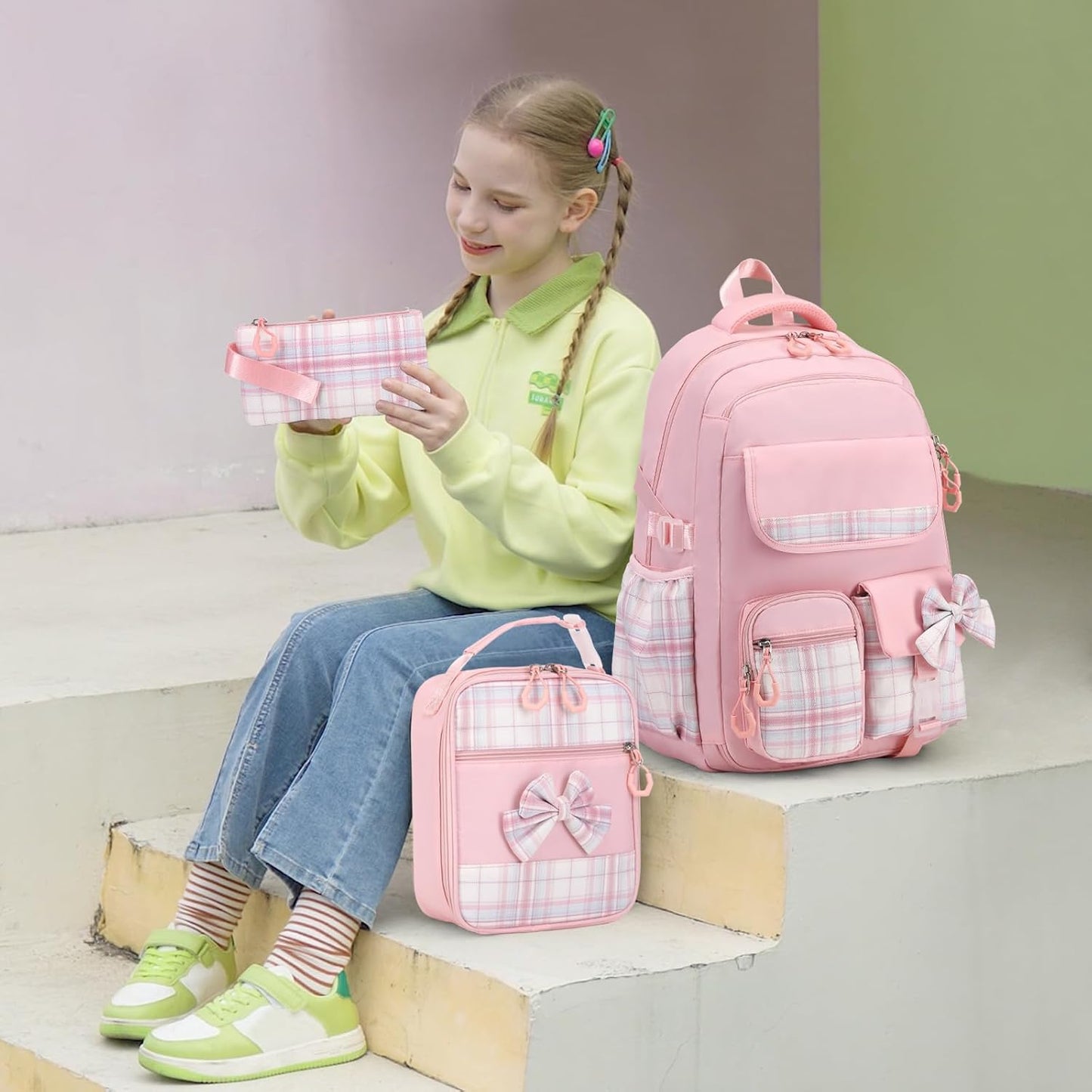 ACESAK Girls Backpack - 3PCS Backpack for Girls Cute School Backpacks for Girls Kindergarten