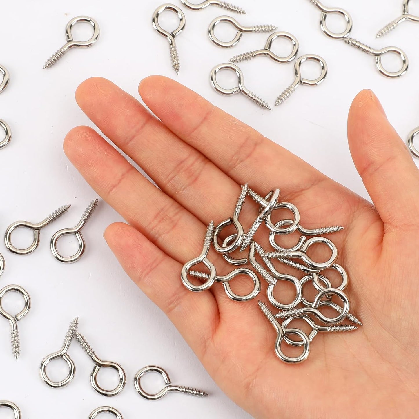 AUGSUN Eye Hooks, 12Pack 2.5 Inch Eye Hooks Heavy Duty 304 Stainless Steel Eye Screw,Screw Eyes Metal Screw Hooks Ring Screws Fasteners Hardware Tools