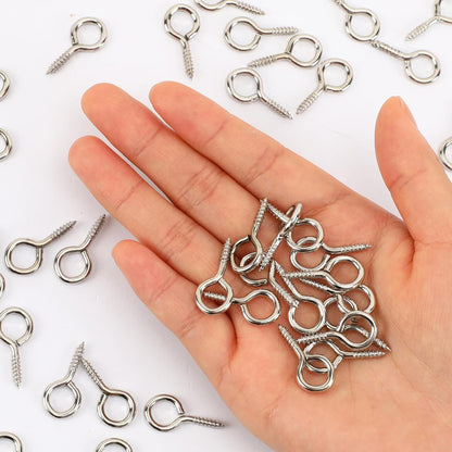 AUGSUN Eye Hooks, 12Pack 2.5 Inch Eye Hooks Heavy Duty 304 Stainless Steel Eye Screw,Screw Eyes Metal Screw Hooks Ring Screws Fasteners Hardware Tools