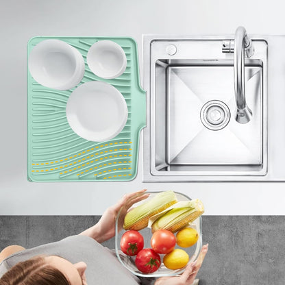 TIKNIK Silicone Dish Drying Mat for Kitchen Counter, Dish Drying Pad, Non-Slip Drain Pad with Built-in Drain, Heat Resistant Stone Drying Mat(40 L x 33 W cm, Grey)