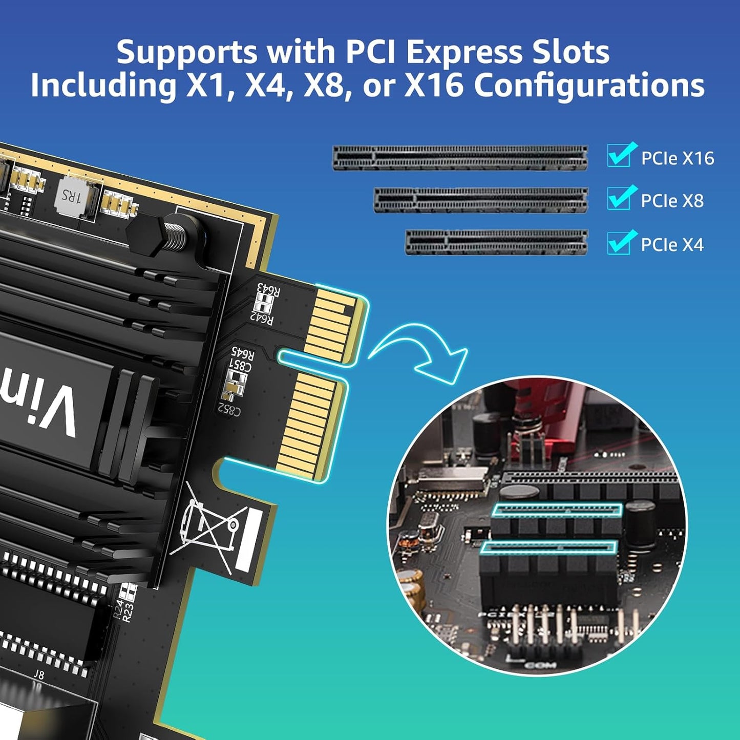 10G PCI-E Network Card with 10Gbps Dual RJ45 Ports, Intel X540-T2 Conrtoller, VIMIN 10Gb Ethernet Adapter Card Compatible with PCI Express X8, X16, Support Windows/Windows Server/Linux/VMware