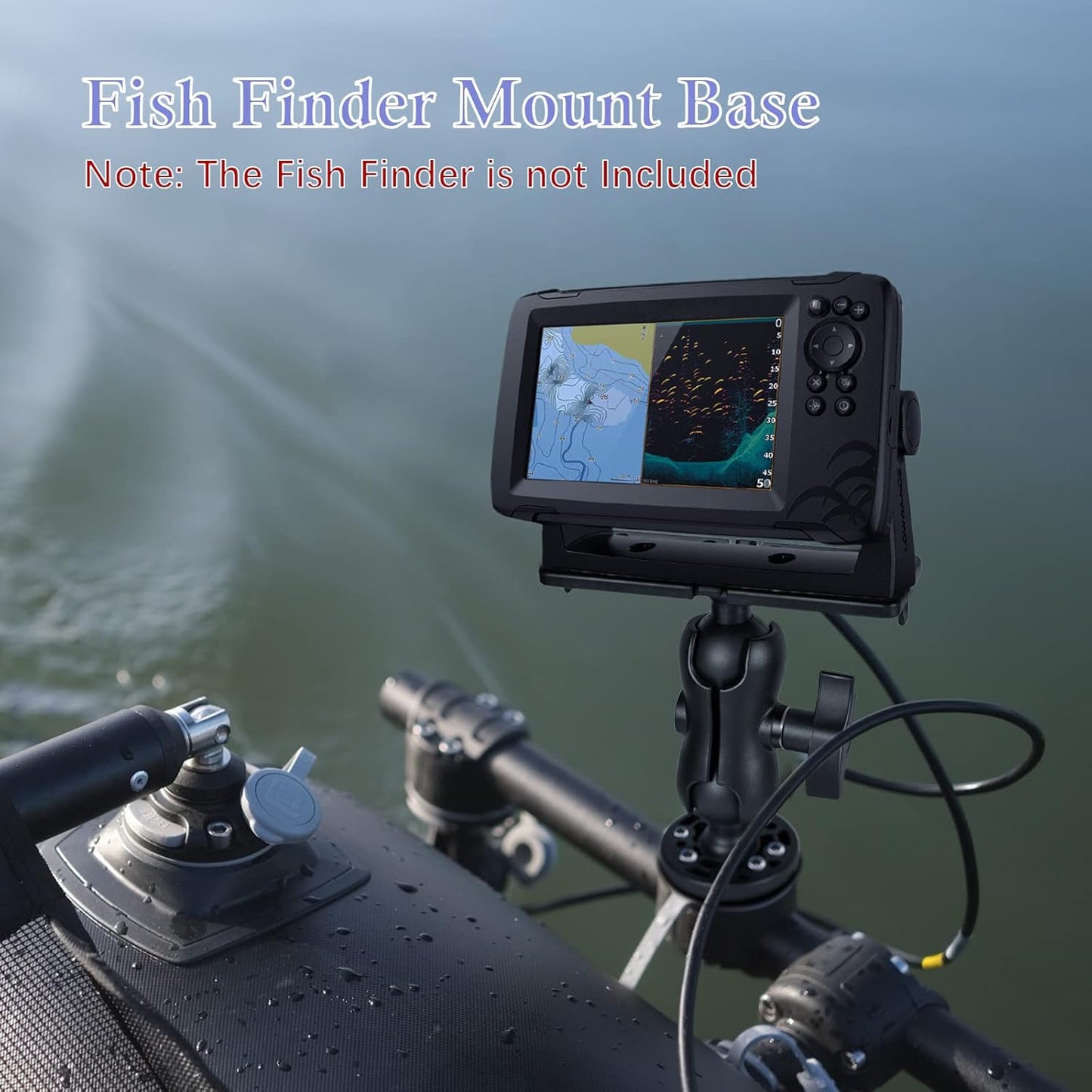 Fish Finder Mount Base, Universal 360° Rotation Ball-Mount Bracket, Nylon & Stainless Steel Electronic Holder for Marine Boat Kayak Pontoon Canoe Helix Garmin, 4*Srews, 4*Nuts
