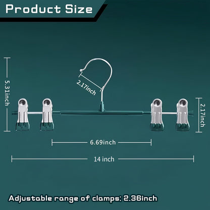 14Inch Black Pants Hangers with Clips 10 Pack Adjustable Skirt Hangers for Women Non-Slip Trousers Hanger for Jeans Clothes Hangers for Pants Heavy Duty Space Saving Shorts Hangers