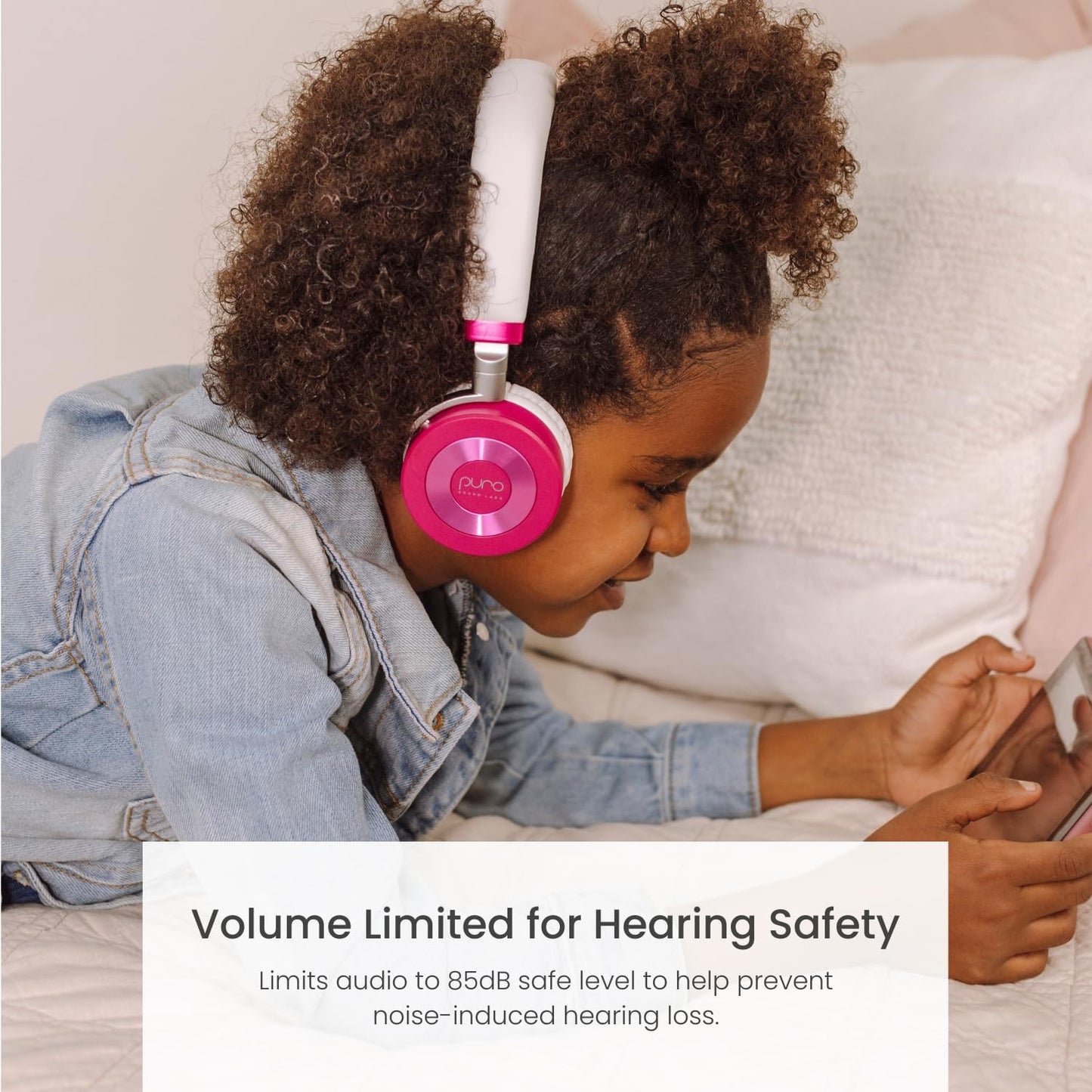 JuniorJam Plus Volume Limiting Headphones for Kids, Foldable & Adjustable Bluetooth Headphones, 22-Hour Battery Life USB-C Charging (Black)