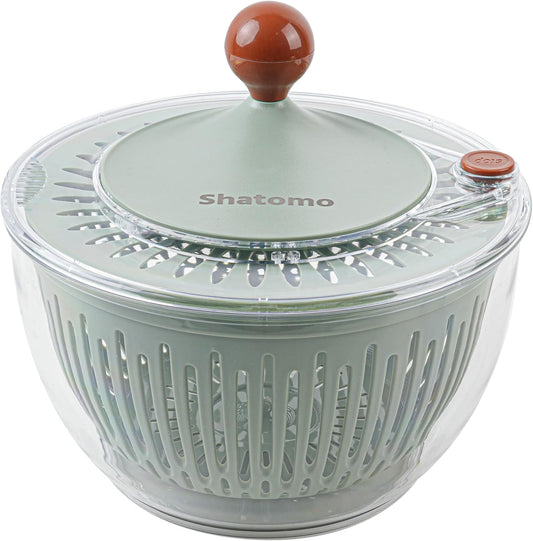 Shatomo Salad Spinner, Large 5L Easy to Use Lettuce Spinner, Fruit and Vegetable Spinner with Non-Slip Base, Drain and Stop Button