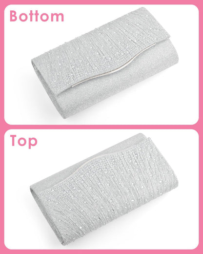Formal Clutch Purses for Women Evening, Cocktail Clutch Bags Sparkling Shoulder Envelope Party Handbags
