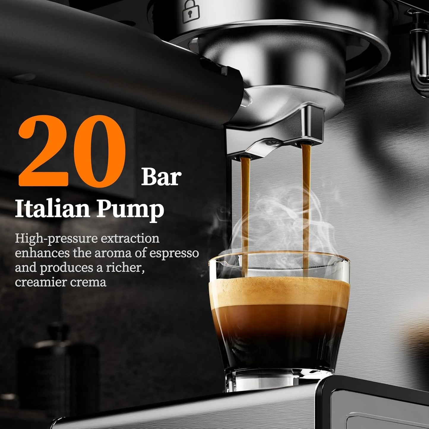 20Bar Espresso Machine with Milk Frother, Cold Brew, Touch Screen | Create Barista-style Espresso, Latte, Cappuccino at Home, Fast Heat, PID Control and Easy Touch Operation, Sliver